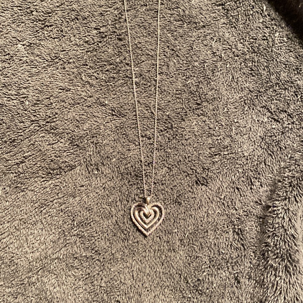 Open work Hearts 1/10 KT  SS Necklace - Picture 8 of 9